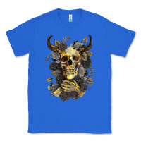 True Royal Bull Human Skull With Gold Roses Classic Tee - RanaPortraitStore