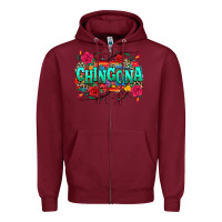Burgundy chingona Zipper Hoodie - texasbilliewilder