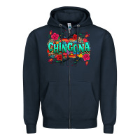 Navy chingona Zipper Hoodie - texasbilliewilder