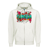 Oatmeal Heather chingona Zipper Hoodie - texasbilliewilder