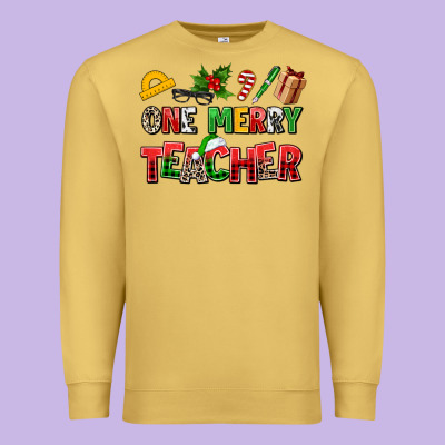 One Merry Teacher Premium Sweatshirt Designed By Adodesignshop