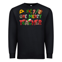 Black one merry teacher Premium Sweatshirt - AdoDesignShop