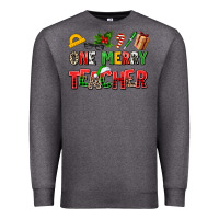 Charcoal Heather one merry teacher Premium Sweatshirt - AdoDesignShop
