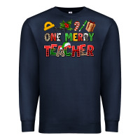 Navy one merry teacher Premium Sweatshirt - AdoDesignShop