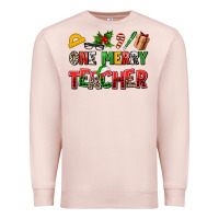 Pale Pink one merry teacher Premium Sweatshirt - AdoDesignShop