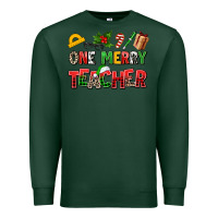 Sports Green one merry teacher Premium Sweatshirt - AdoDesignShop