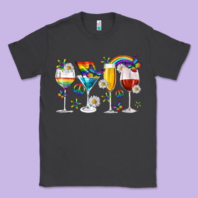 Classic Tee pride lgbtq wine cups and glasses