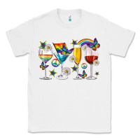 White pride lgbtq wine cups and glasses Classic Tee - texasbilliewilder