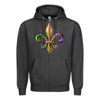 Charcoal Heather fleur de lis Zipper Hoodie - RanaPortraitStore