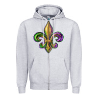 Heather Grey fleur de lis Zipper Hoodie - RanaPortraitStore