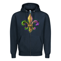 Navy fleur de lis Zipper Hoodie - RanaPortraitStore