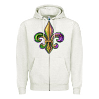 Oatmeal Heather fleur de lis Zipper Hoodie - RanaPortraitStore