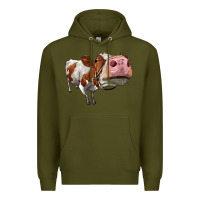 Army Green cute simmental cow Premium Hoodie - LillyAllenDesigns