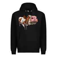 Black cute simmental cow Premium Hoodie - LillyAllenDesigns