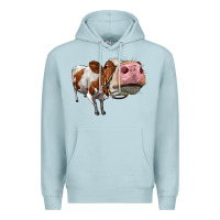 Blue Mist cute simmental cow Premium Hoodie - LillyAllenDesigns