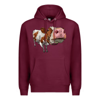 Burgundy cute simmental cow Premium Hoodie - LillyAllenDesigns