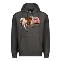 Charcoal Heather cute simmental cow Premium Hoodie - LillyAllenDesigns