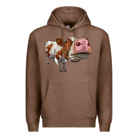 Chestnut cute simmental cow Premium Hoodie - LillyAllenDesigns
