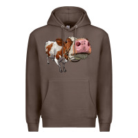 Coffee cute simmental cow Premium Hoodie - LillyAllenDesigns