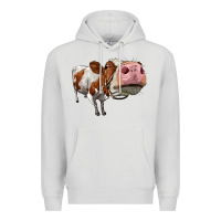 Dove Grey cute simmental cow Premium Hoodie - LillyAllenDesigns
