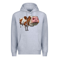 Heather Grey cute simmental cow Premium Hoodie - LillyAllenDesigns