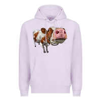 Lilac cute simmental cow Premium Hoodie - LillyAllenDesigns