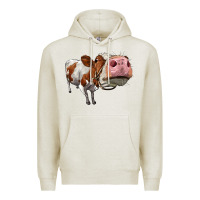 Oatmeal Heather cute simmental cow Premium Hoodie - LillyAllenDesigns