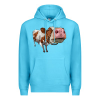 Ocean Blue cute simmental cow Premium Hoodie - LillyAllenDesigns