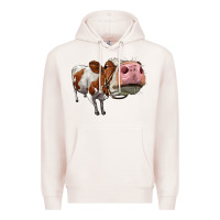 Pale Pink cute simmental cow Premium Hoodie - LillyAllenDesigns