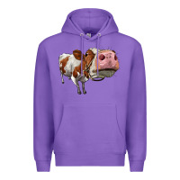 Purple cute simmental cow Premium Hoodie - LillyAllenDesigns
