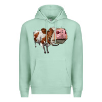 Seafoam cute simmental cow Premium Hoodie - LillyAllenDesigns