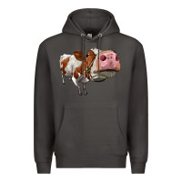 Smoke cute simmental cow Premium Hoodie - LillyAllenDesigns