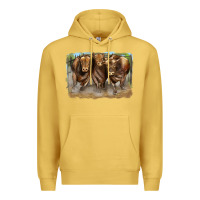 Antique Gold 3 red angus bulls Premium Hoodie - LillyAllenDesigns