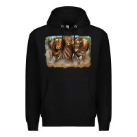 Black 3 red angus bulls Premium Hoodie - LillyAllenDesigns