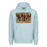 Blue Mist 3 red angus bulls Premium Hoodie - LillyAllenDesigns
