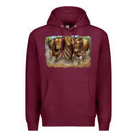 Burgundy 3 red angus bulls Premium Hoodie - LillyAllenDesigns