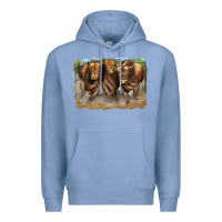Colony Blue 3 red angus bulls Premium Hoodie - LillyAllenDesigns