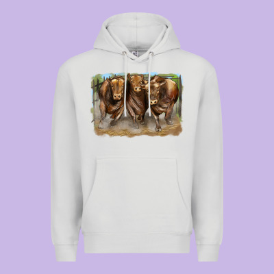 3 Red Angus Bulls Premium Hoodie Designed By Lillyallendesigns