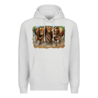 Dove Grey 3 red angus bulls Premium Hoodie - LillyAllenDesigns