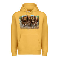 Mustard 3 red angus bulls Premium Hoodie - LillyAllenDesigns
