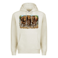 Oatmeal Heather 3 red angus bulls Premium Hoodie - LillyAllenDesigns