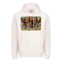 Pale Pink 3 red angus bulls Premium Hoodie - LillyAllenDesigns