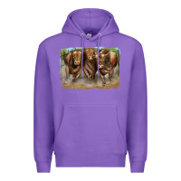 Purple 3 red angus bulls Premium Hoodie - LillyAllenDesigns