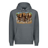 Rock 3 red angus bulls Premium Hoodie - LillyAllenDesigns