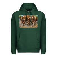 Sports Green 3 red angus bulls Premium Hoodie - LillyAllenDesigns