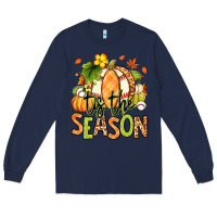 Navy Tis' the season Fall American Football Long Sleeve Tee - RanaPortraitStore