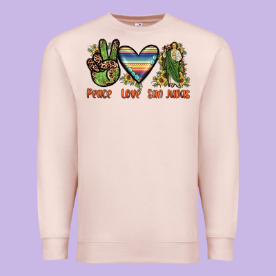 Peace Love San Judas Premium Sweatshirt Designed By Jahusdesignshop
