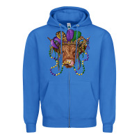 True Royal highland cow with mardi gras hat Zipper Hoodie - RanaPortraitStore