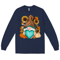Navy Western Fall gnome Long Sleeve Tee - RanaPortraitStore