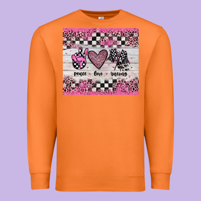 Peace Love Racing Premium Sweatshirt Designed By Jahusdesignshop